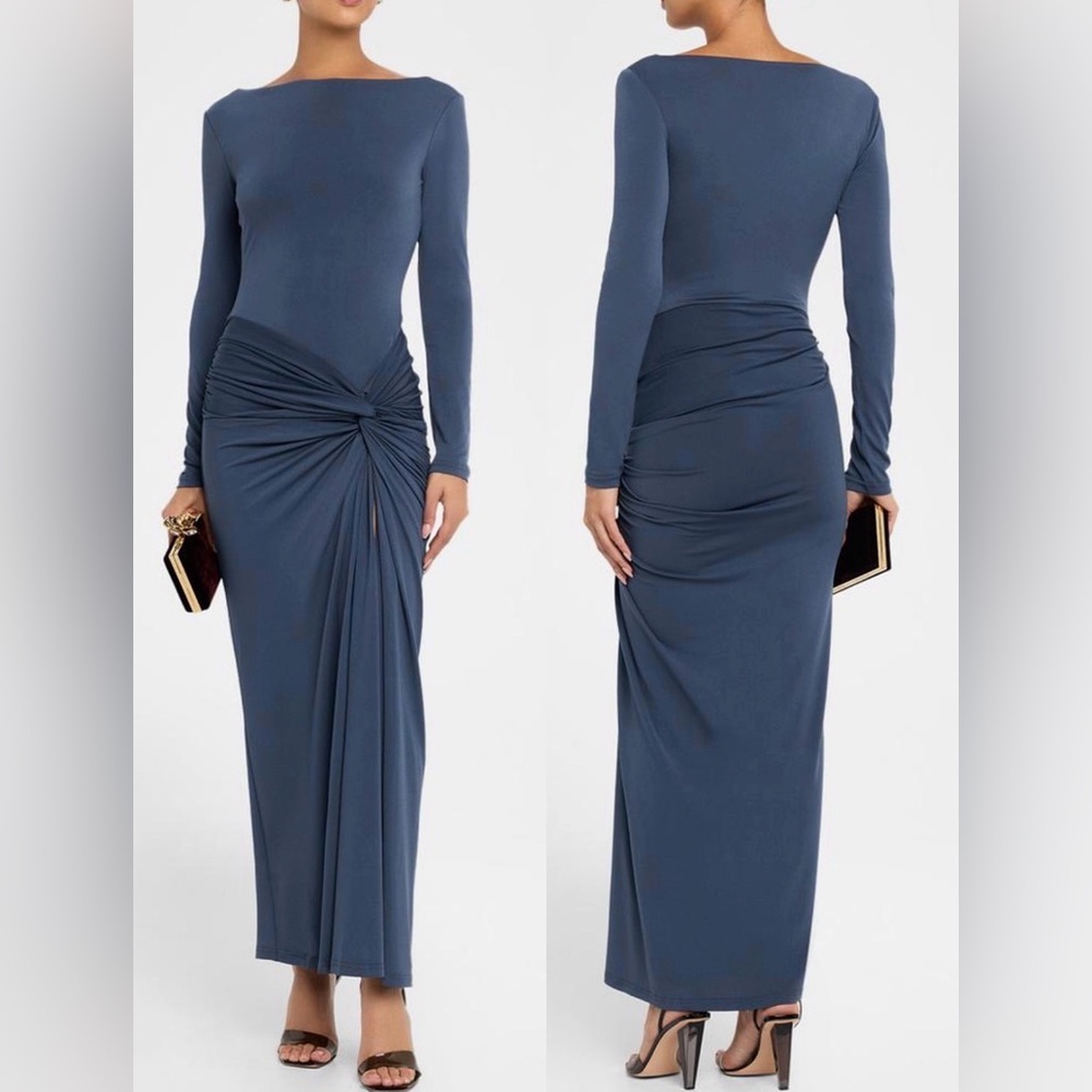 NEW Significant Other Sarlyn Long Sleeve Crepe Jersey Cocktail Slate Dress sz 4